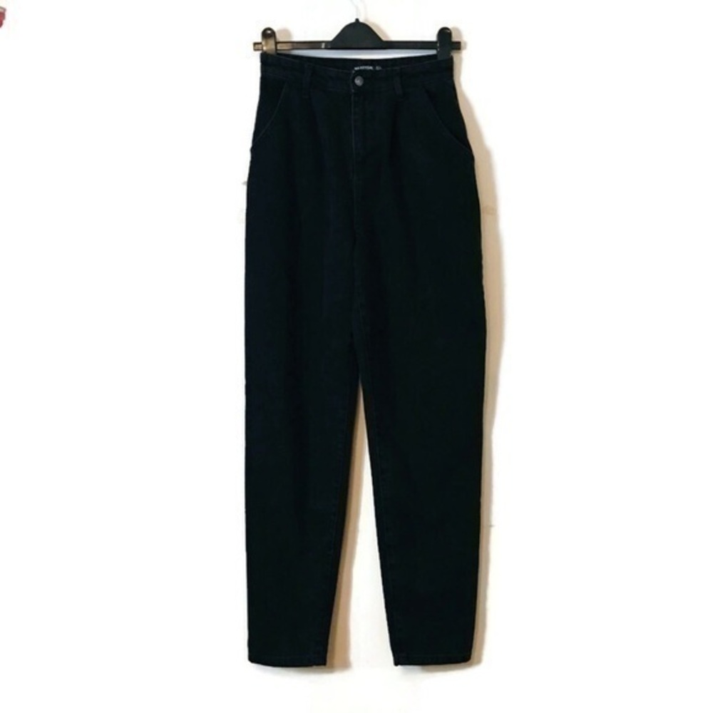 Nasty Gal Washed Black High Waisted Tapered Leg Baggy Mom Fit Jeans Size 2 26